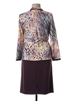 Robe mi-longue tissage crêpe manches courtes beige GUY DUBOUIS femme