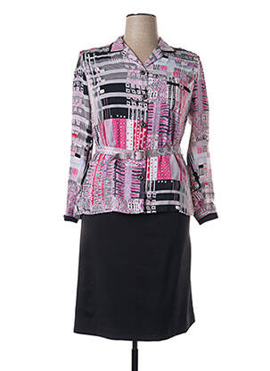 Robe mi-longue tissage crêpe manches longues rose GUY DUBOUIS femme