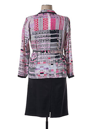 Robe mi-longue tissage crêpe manches longues rose GUY DUBOUIS femme