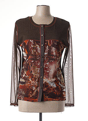 Gilet manches longues col rond marron MERI & ESCA femme