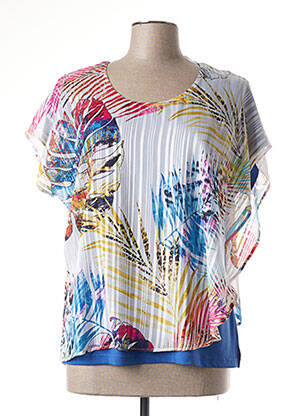 Top tissage crêpe manches courtes bleu GUY DUBOUIS femme