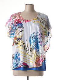 Top coupe fluide manches courtes bleu GUY DUBOUIS femme