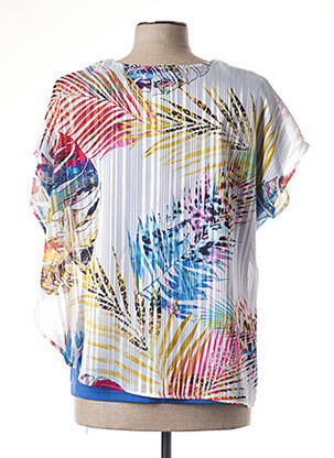 Top tissage crêpe manches courtes bleu GUY DUBOUIS femme