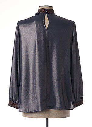 Blouse fermeture boutonnée au dos manches longues bleu MERI & ESCA femme