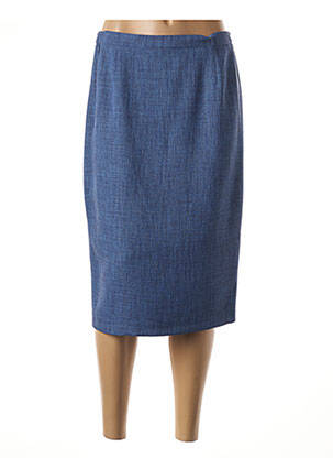Jupe mi-longue coupe droite bleu GUY DUBOUIS femme