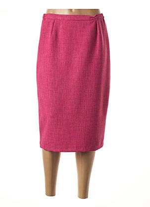 Jupe mi-longue coupe droite rose GUY DUBOUIS femme