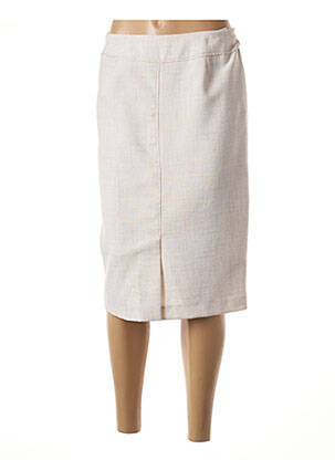 Jupe mi-longue coupe droite beige GUY DUBOUIS femme