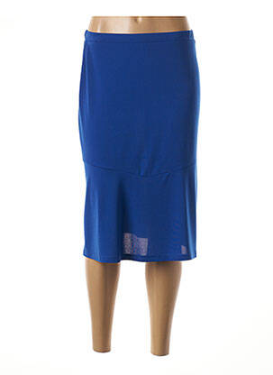 Jupe mi-longue stretch bleu GUY DUBOUIS femme