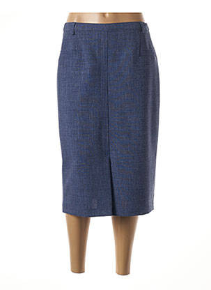 Jupe mi-longue coupe droite bleu GUY DUBOUIS femme