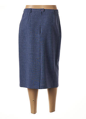 Jupe mi-longue coupe droite bleu GUY DUBOUIS femme