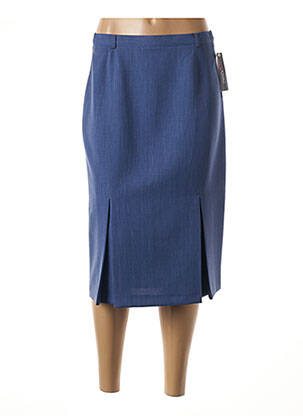 Jupe mi-longue coupe droite bleu GUY DUBOUIS femme