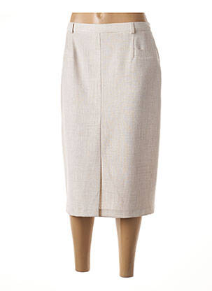 Jupe mi-longue coupe droite beige GUY DUBOUIS femme