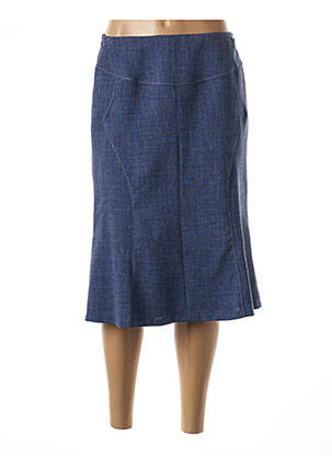 Jupe mi-longue doublure textile bleu GUY DUBOUIS femme