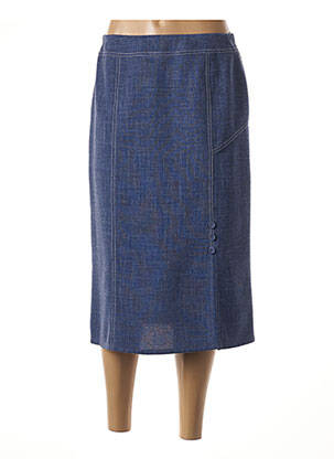 Jupe mi-longue coupe droite bleu GUY DUBOUIS femme