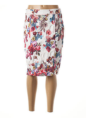 Jupe mi-longue stretch blanc GUY DUBOUIS femme