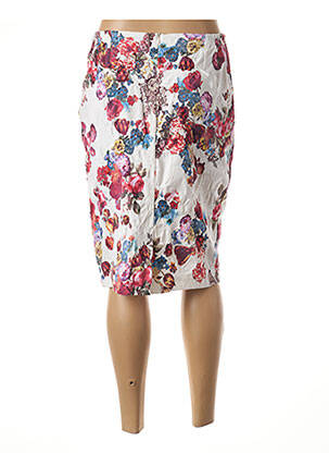 Jupe mi-longue stretch blanc GUY DUBOUIS femme