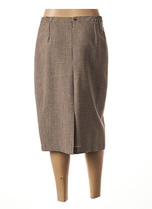 Jupe courte taille élastique marron FRANCE RIVOIRE femme