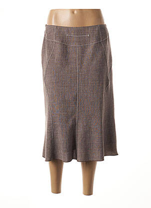 Jupe mi-longue coupe évasée marron FRANCE RIVOIRE femme