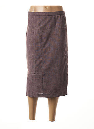 Jupe mi-longue coupe droite marron GUY DUBOUIS femme
