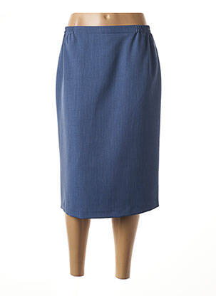 Jupe mi-longue coupe droite bleu FRANCE RIVOIRE femme