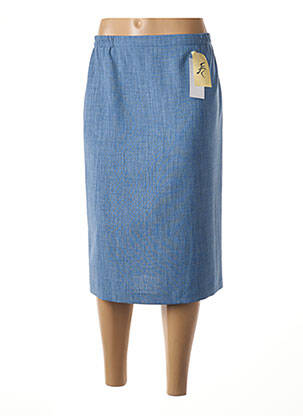 Jupe mi-longue coupe droite bleu FRANCE RIVOIRE femme