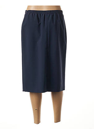 Jupe mi-longue coupe droite bleu GUY DUBOUIS femme