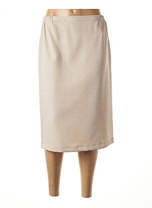 Jupe mi-longue coupe droite beige FRANCE RIVOIRE femme