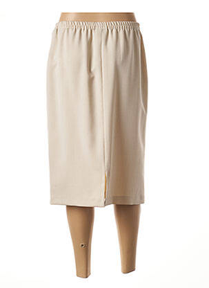 Jupe mi-longue coupe droite beige FRANCE RIVOIRE femme