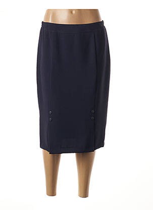 Jupe mi-longue coupe droite bleu GUY DUBOUIS femme