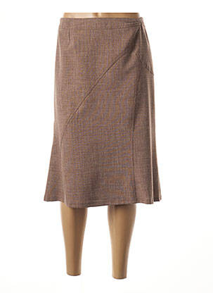 Jupe mi-longue coupe évasée marron GUY DUBOUIS femme