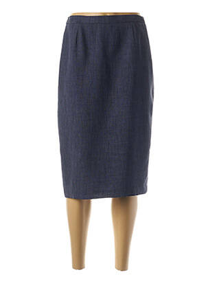 Jupe mi-longue coupe droite bleu FRANCE RIVOIRE femme