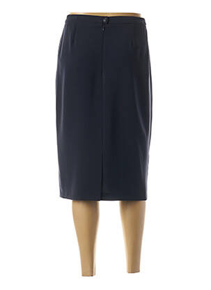 Jupe mi-longue coupe droite bleu GUY DUBOUIS femme