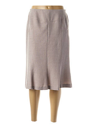 Jupe mi-longue coupe droite évasée sur le bas marron FRANCE RIVOIRE femme