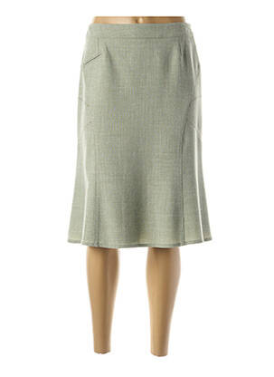 Jupe mi-longue coupe droite évasée sur le bas vert FRANCE RIVOIRE femme