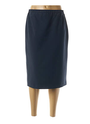 Jupe mi-longue stretch bleu GUY DUBOUIS femme