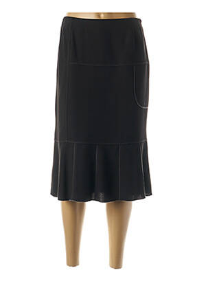 Jupe mi-longue coupe droite évasée sur le bas noir GUY DUBOUIS femme
