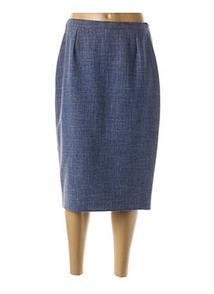 Jupe mi-longue coupe droite bleu GUY DUBOUIS femme