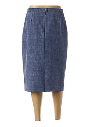 Jupe mi-longue coupe droite bleu GUY DUBOUIS femme