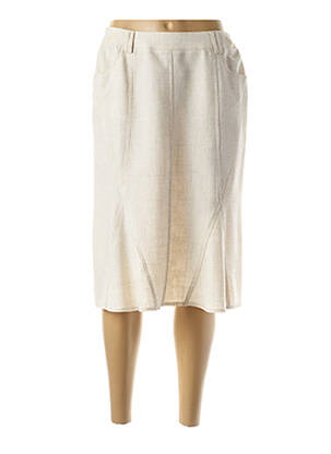 Jupe mi-longue coupe droite beige GUY DUBOUIS femme