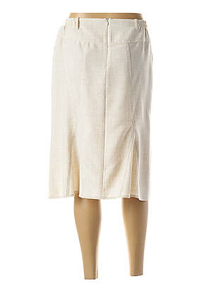 Jupe mi-longue coupe droite beige GUY DUBOUIS femme
