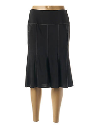 Jupe mi-longue coupe droite évasée sur le bas noir IMPULSION femme