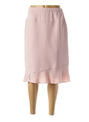 Jupe mi-longue coupe droite évasée sur le bas rose FRANCE RIVOIRE femme