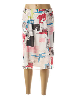 Jupe mi-longue taille haute beige GUY DUBOUIS femme