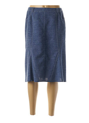 Jupe longue fermeture zippée au dos bleu GUY DUBOUIS femme