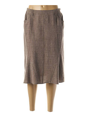 Jupe longue fermeture zippée au dos marron GUY DUBOUIS femme