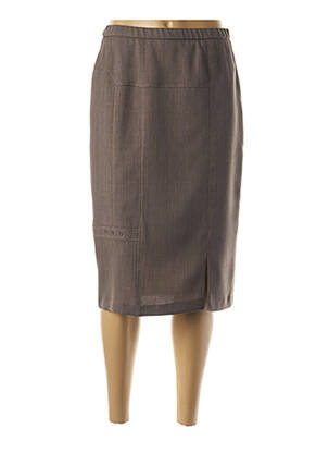 Jupe mi-longue coupe droite marron GUY DUBOUIS femme