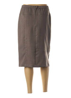 Jupe mi-longue coupe droite marron GUY DUBOUIS femme