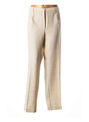 Pantalon droit taille à pinces taille haute beige GUY DUBOUIS femme