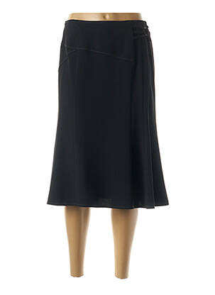 Jupe mi-longue coupe droite évasée sur le bas noir GUY DUBOUIS femme