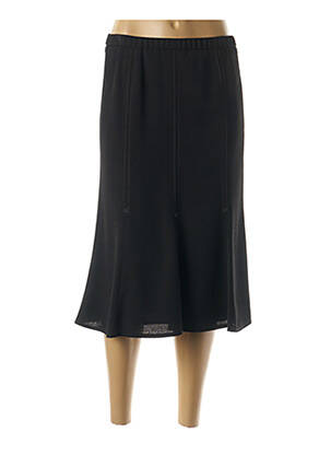Jupe mi-longue coupe droite évasée sur le bas noir FRANCE RIVOIRE femme